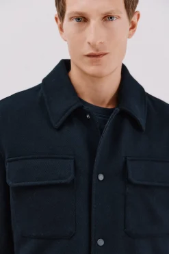 Cortefiel Sobrecamisa lana Azul marino Online