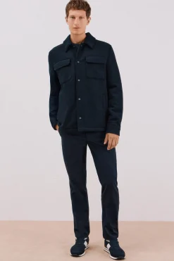 Cortefiel Sobrecamisa lana Azul marino Online