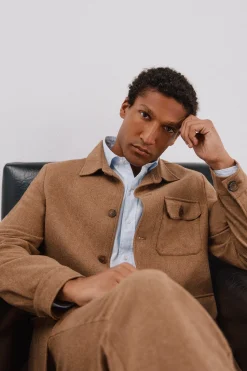 Cortefiel Sobrecamisa lana Camel Online