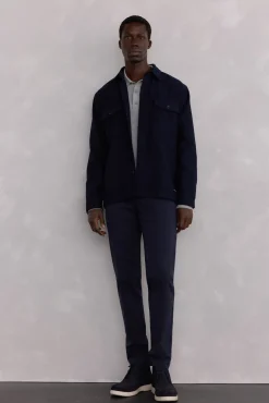 Pedro del Hierro Sobrecamisa lana lisa Azul Best