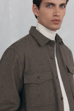 Pedro del Hierro Sobrecamisa lana lisa Marr&oacute;n Sale