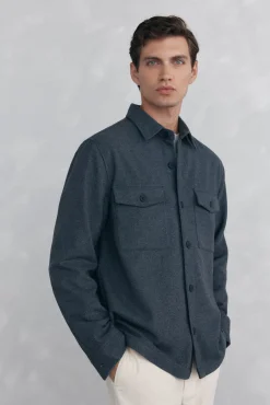 Pedro del Hierro Sobrecamisa lana lisa Gris Clearance
