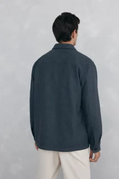 Pedro del Hierro Sobrecamisa lana lisa Gris Clearance