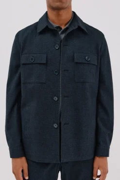 Cortefiel Sobrecamisa microcuadro algodón Azul marino Discount