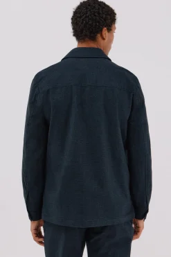 Cortefiel Sobrecamisa microcuadro algodón Azul marino Discount