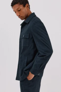 Cortefiel Sobrecamisa microcuadro algodón Azul marino Discount