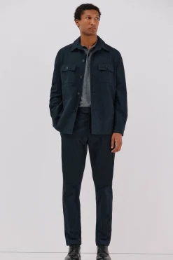 Cortefiel Sobrecamisa microcuadro algodón Azul marino Discount