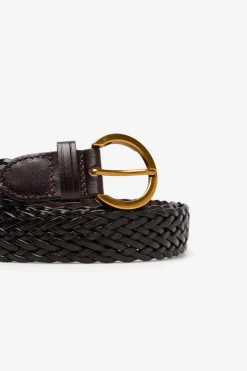 Cortefiel Square braided belt Marr&oacute;n New