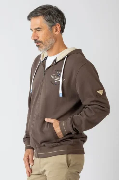 Privata Sudadera abierta con capucha y bolsillos Marr&oacute;n New