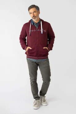 Privata Sudadera abierta con capucha y bolsillos Estampado granate Discount