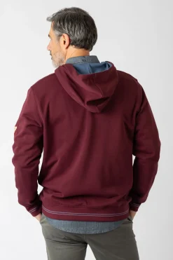 Privata Sudadera abierta con capucha y bolsillos Estampado granate Discount