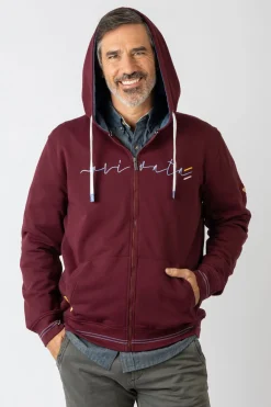 Privata Sudadera abierta con capucha y bolsillos Estampado granate Discount
