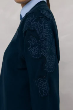 Pedro del Hierro Sudadera bordados flores Azul