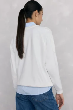 Pedro del Hierro Sudadera bordados flores Crudo Hot