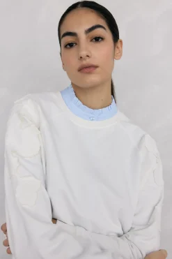 Pedro del Hierro Sudadera bordados flores Crudo Hot