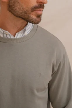 Celopman Sudadera básica de cuello redondo verde Discount