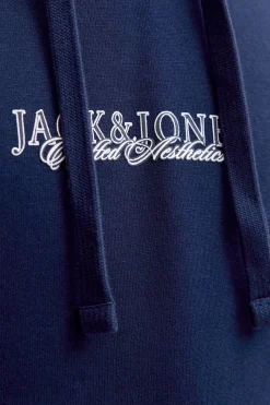 Jack & Jones Sudadera capucha logo azul Sale