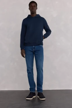 Pedro del Hierro Sudadera capucha logo bordado Azul Outlet