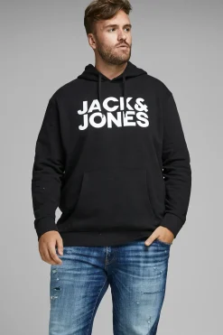 Jack & Jones PLUS Sudadera capucha print logo PLUS negro Best