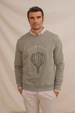 Celopman Sudadera con bordado frontal verde