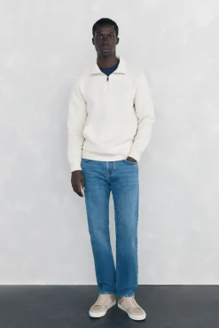 Pedro del Hierro Sudadera cuello cremallera tejido técnico Blanco Outlet