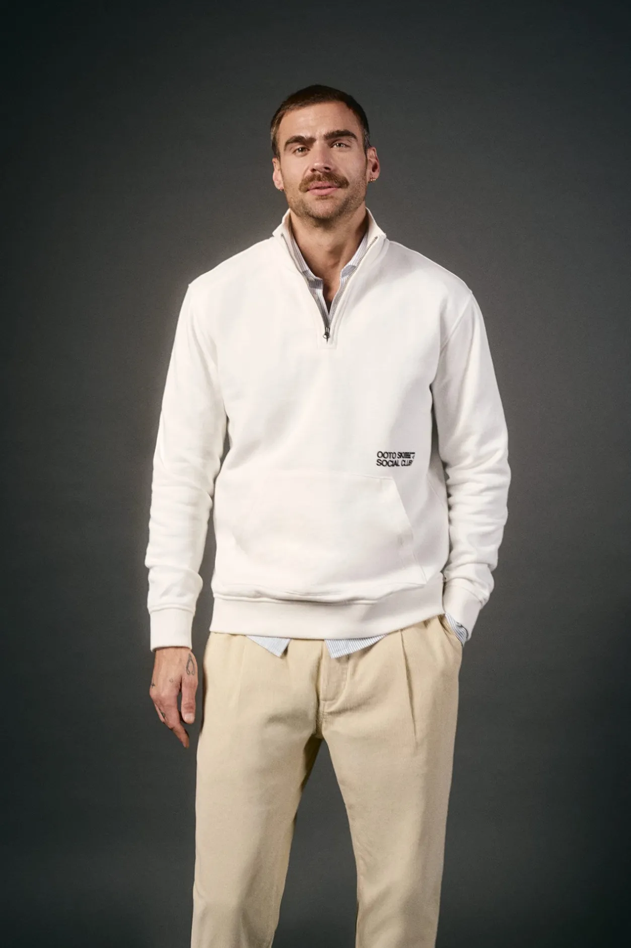OOTO Sudadera cuello cremallera Blanco Outlet