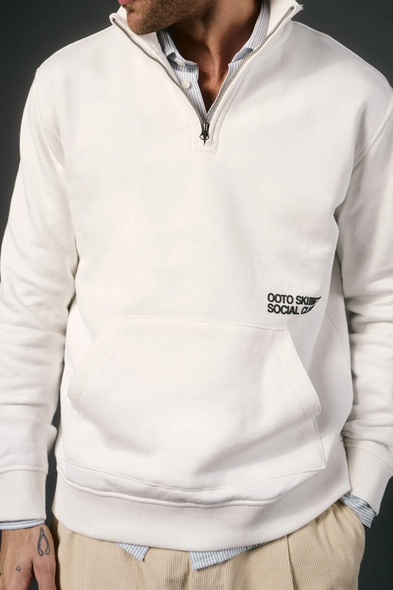 OOTO Sudadera cuello cremallera Blanco Outlet