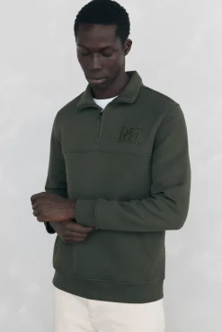 Pedro del Hierro Sudadera cuello cremallera tejido técnico Verde Best