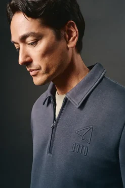 OOTO Sudadera cuello cremallera Azul marino Outlet