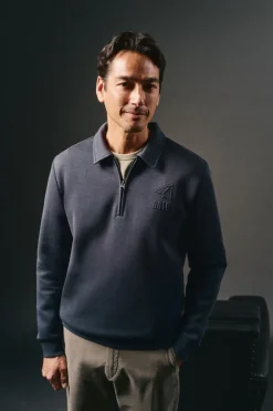 OOTO Sudadera cuello cremallera Azul marino Outlet