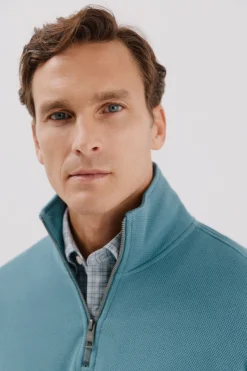 Cortefiel Sudadera cuello cremallera Azul Clearance