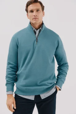 Cortefiel Sudadera cuello cremallera Azul Clearance