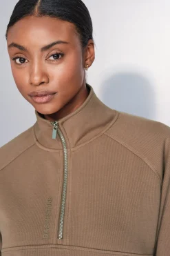 Dash and Stars Sudadera cuello cremallera marrón nude Outlet