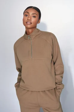 Dash and Stars Sudadera cuello cremallera marrón nude Outlet