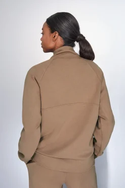 Dash and Stars Sudadera cuello cremallera marrón nude Outlet