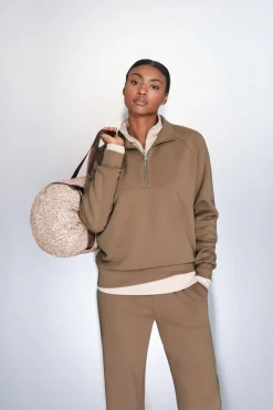 Dash and Stars Sudadera cuello cremallera marrón nude Outlet