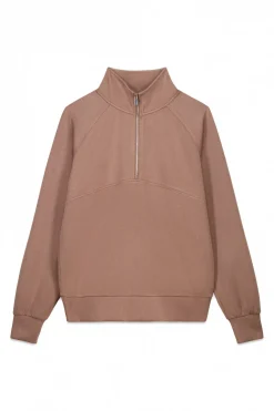 Dash and Stars Sudadera cuello cremallera marrón nude Outlet