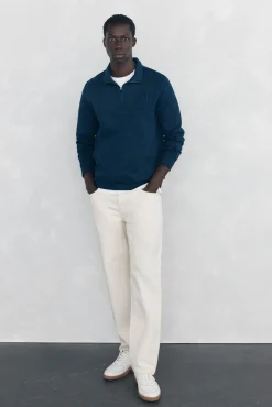 Pedro del Hierro Sudadera cuello cremallera tejido técnico Azul Discount