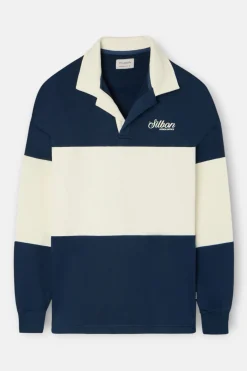 Silbon Sudadera cuello polo relaxed fit panel Azul marino Clearance