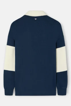 Silbon Sudadera cuello polo relaxed fit panel Azul marino Clearance