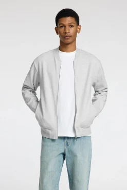 Selected Sudadera estilo Bomber confeccionada con algodón orgánico Gris Hot