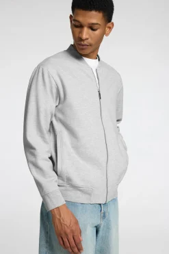 Selected Sudadera estilo Bomber confeccionada con algodón orgánico Gris Hot