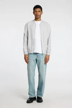 Selected Sudadera estilo Bomber confeccionada con algodón orgánico Gris Hot