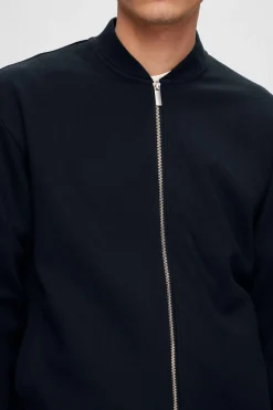 Selected Sudadera estilo Bomber confeccionada con algodón orgánico Azul marino Discount