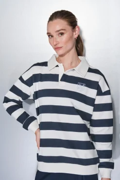 Dash and Stars Sudadera felpa 100% algodón estampado rayas azul Sale