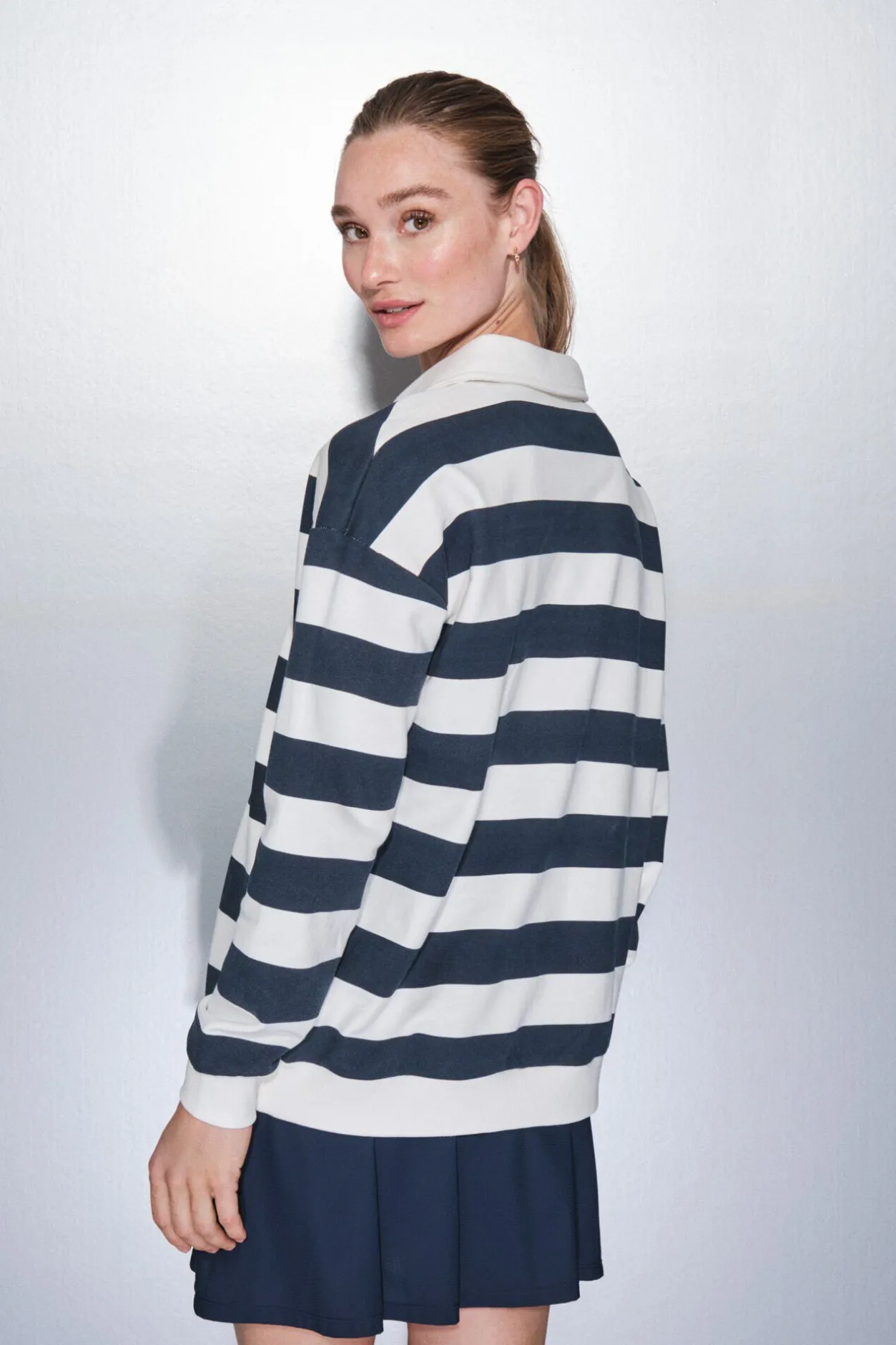 Dash and Stars Sudadera felpa 100% algodón estampado rayas azul Sale