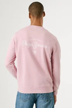 Pepe Jeans Sudadera lavada con logo pequeño frontal y logo grande en la espalda. rosa Best
