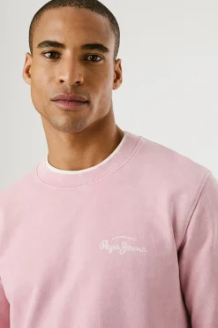 Pepe Jeans Sudadera lavada con logo pequeño frontal y logo grande en la espalda. rosa Best