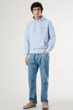 Pepe Jeans Sudadera lavada con logo pequeño frontal y logo grande en la espalda. azul Best