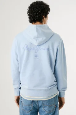 Pepe Jeans Sudadera lavada con logo pequeño frontal y logo grande en la espalda. azul Best